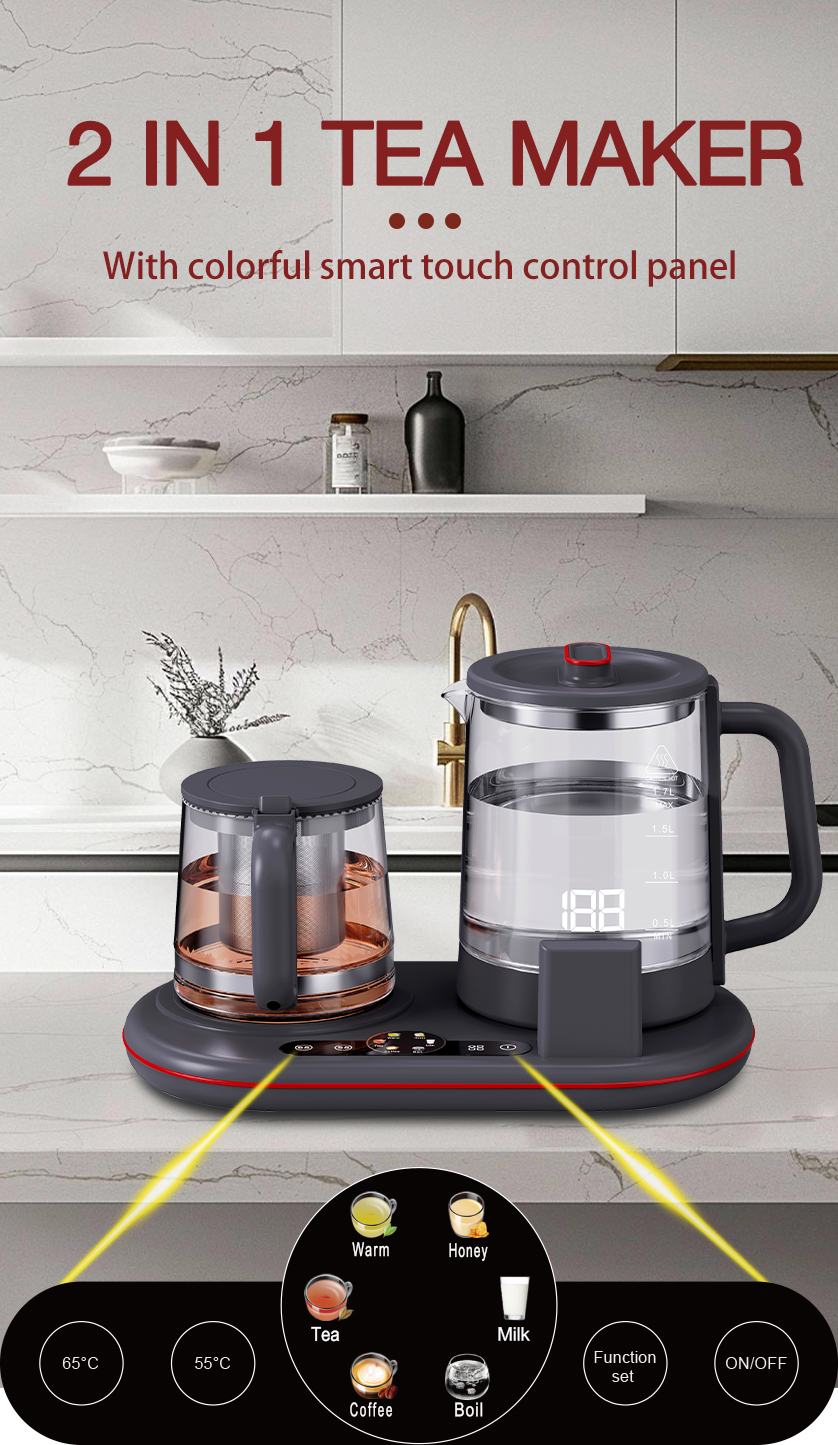 Nuevos juegos de Control táctil, tetera con pantalla a Color, tetera inteligente para el hogar, hervidor eléctrico de vidrio y hervidor Samovar
