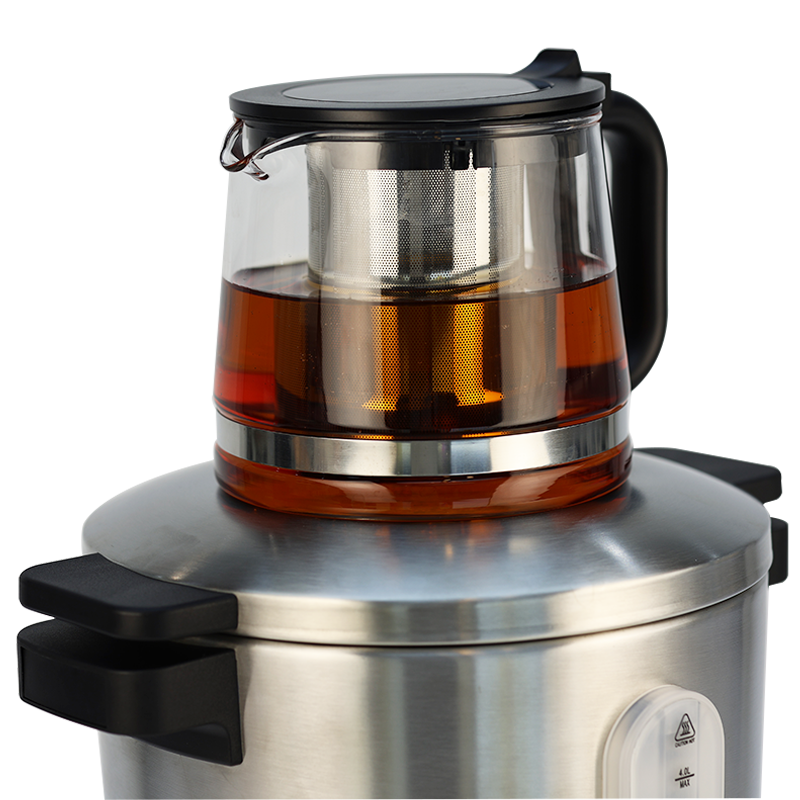 Fabricante mayorista de acero inoxidable 4l, máquina para hacer té Samovar ruso, hervidor de agua eléctrico Samovar turco a la venta