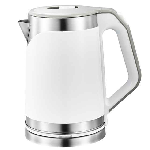 YUEKON Aparatos de cocina Tetera eléctrica de acero inoxidable de doble pared de 2 l Hervidor eléctrico con base de 360 ​​grados 