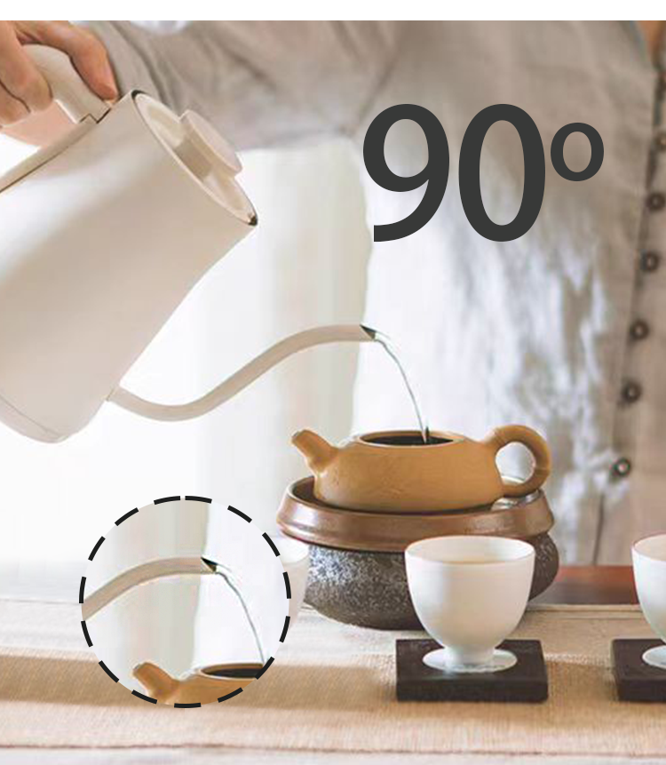 Tetera con revestimiento de acero inoxidable 304 para té y café, tetera con cuello de cisne, apagado automático, surtidor largo, hervidor de café con Control de temperatura 