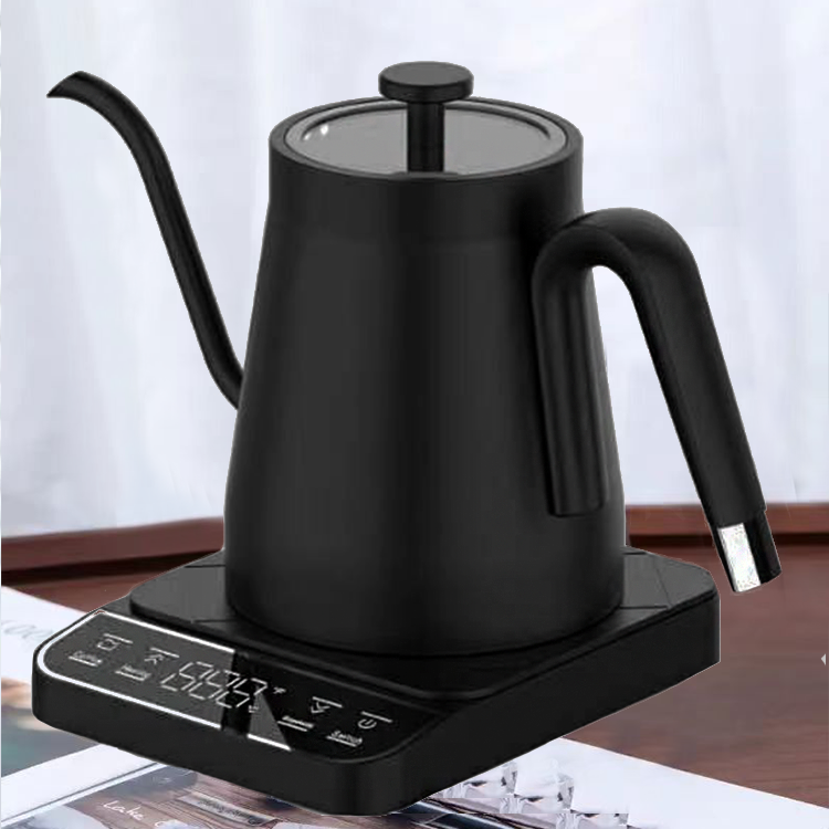 Hervidor eléctrico inteligente Digital negro de 1350W para café, té, Control de temperatura, Hervidor eléctrico con cuello de cisne