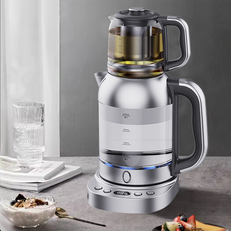 Tetera turca con pantalla Led CE, tetera eléctrica de 2,0l con filtro de vidrio, tetera y cafetera 