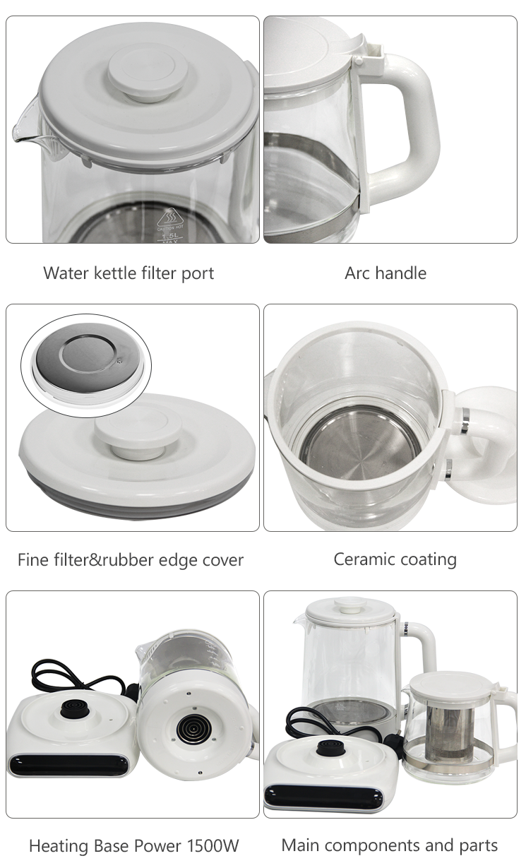 Hervidor eléctrico de vidrio doble con calentador, tetera de vidrio con Control de temperatura, diseño de tetera turca Samovar