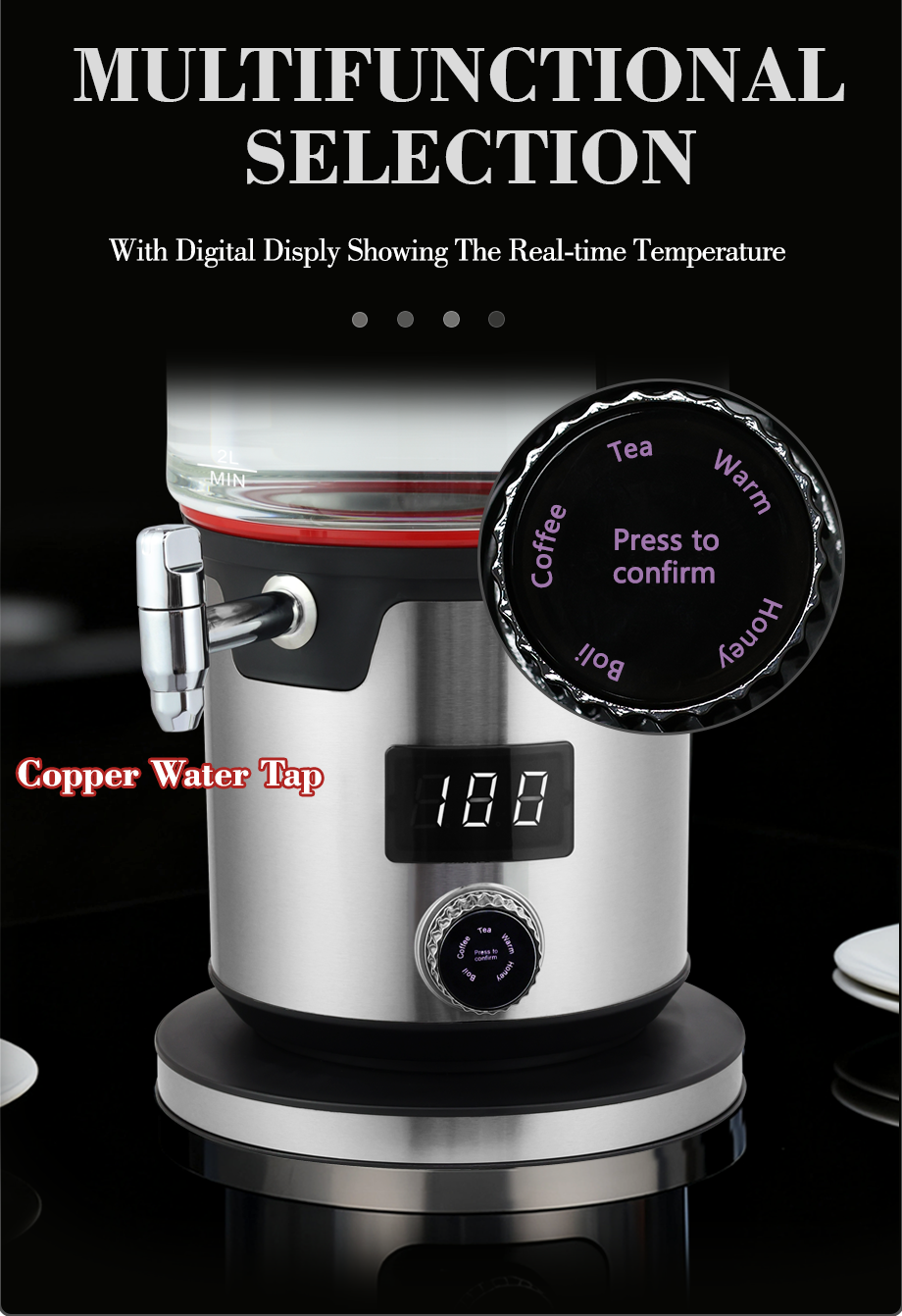 Calentador de agua transparente árabe de Oriente Medio, fabricante de té turco con Base de Control de temperatura, fabricante de té doble Samovar con Infuer