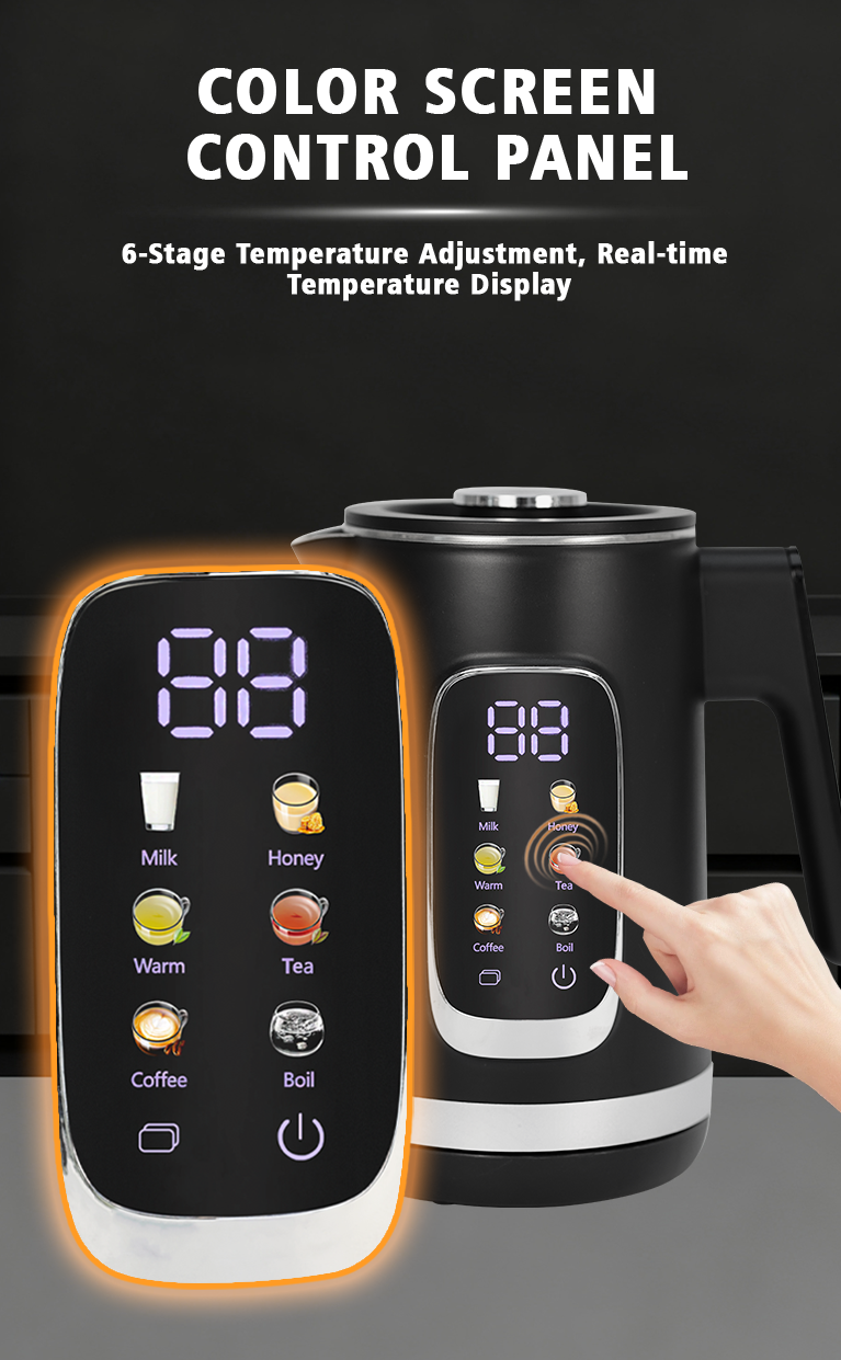 Hervidor de agua con pantalla táctil Digital, venta al por mayor de fábrica, con tapa extraíble, Base giratoria de 360 ​​grados, para mantener el calor en el hogar