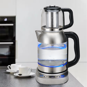Elemento calefactor automático inteligente de acero inoxidable, juego de tetera eléctrica para mantener el calor, tetera turca eléctrica de vidrio 