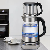 YUEKON Diseño Hervidor de vidrio doble Interruptor automático Control de temperatura 2 en 1 Máquina de té turco Samovar eléctrico