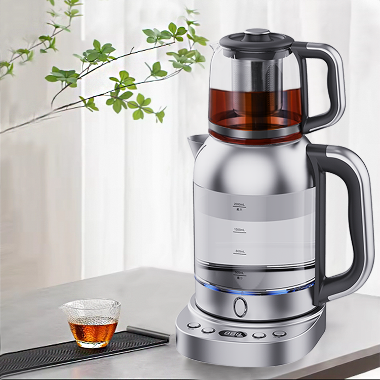 Tetera eléctrica de cristal eléctrica del doble del cuerpo de cristal de la cocina del hotel de las calderas 2.0L con control de temperatura 