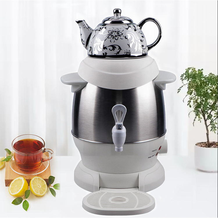 Tetera de cerámica de 1500w y 1L + tetera turca de acero inoxidable de 4 litros, tetera eléctrica Samovar rusa con perilla de Control de temperatura