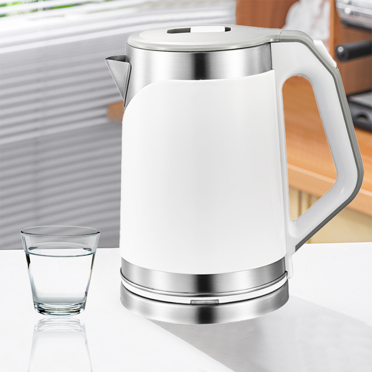 YUEKON Aparatos de cocina Tetera eléctrica de acero inoxidable de doble pared de 2 l Hervidor eléctrico con base de 360 ​​grados 