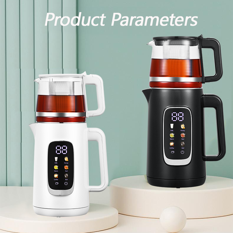 Nuevo diseño Tea Pot Digital 1.5L+1.1L Turco Samovar Kettle Electric Tea Maker Juego de control de control de color automático Doble Kettle