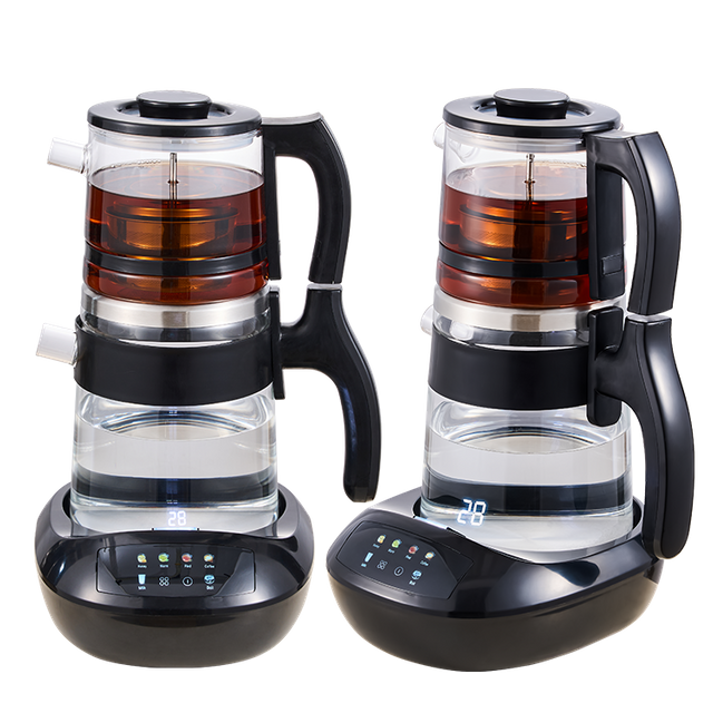 YUEKON Smart Appliances Tea Maker Samovar nuevo 1.8l + 0.9l doble capa táctil frío inteligente de vidrio de borosilicato alto