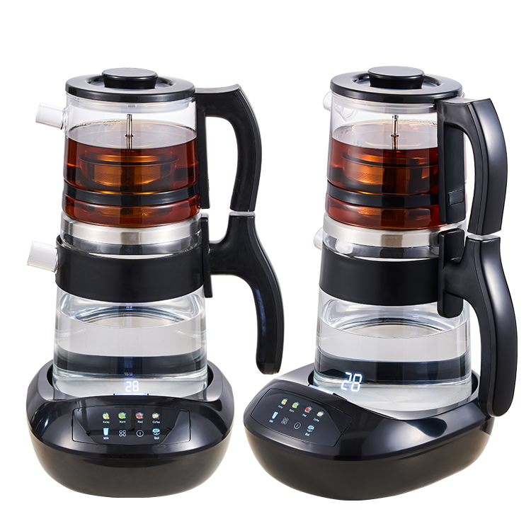 YUEKON Smart Appliances Tea Maker Samovar nuevo 1.8l + 0.9l doble capa táctil frío inteligente de vidrio de borosilicato alto