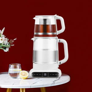 Hervidor eléctrico de vidrio doble con calentador, tetera de vidrio con Control de temperatura, diseño de tetera turca Samovar