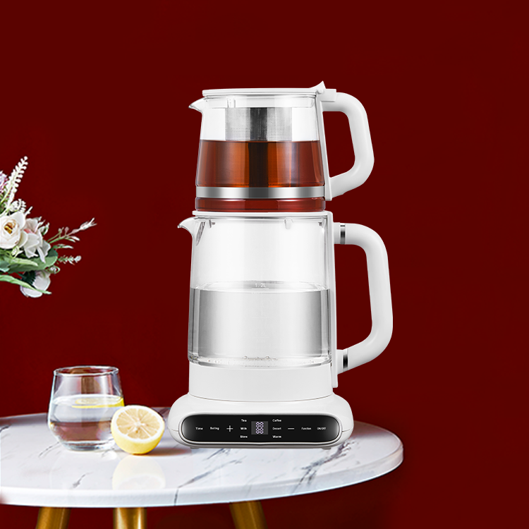 Hervidor eléctrico de vidrio doble con calentador, tetera de vidrio con Control de temperatura, diseño de tetera turca Samovar