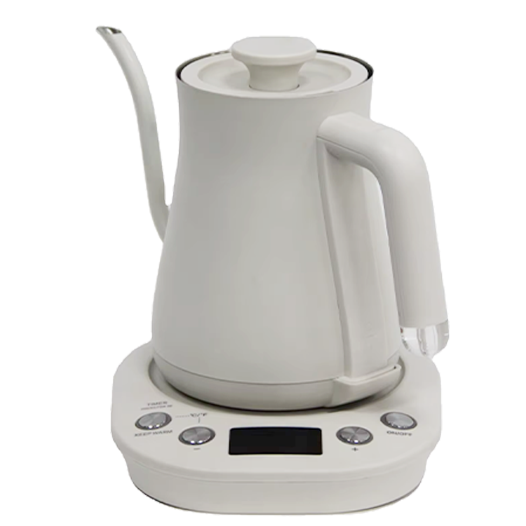 Hervidor de agua de calefacción blanca de 220v y 0,6l, hervidor de té y café eléctrico de boca pequeña de acero inoxidable con cuello de cisne para hervir té y café 