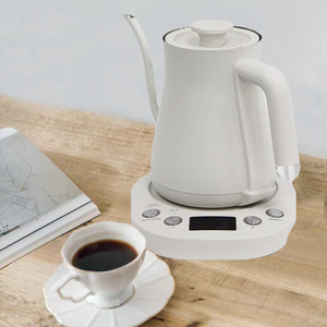 Hervidor de agua de calefacción blanca de 220v y 0,6l, hervidor de té y café eléctrico de boca pequeña de acero inoxidable con cuello de cisne para hervir té y café 