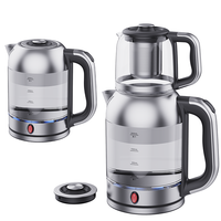 Tetera árabe moderna de doble caliente, tetera con cuerpo de cristal, hervidor de agua eléctrico que mantiene el calor, tetera Samovar rusa, tetera