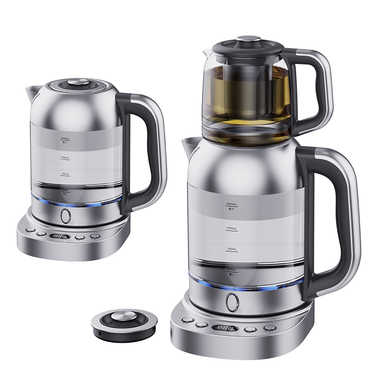Tetera turca con pantalla Led CE, tetera eléctrica de 2,0l con filtro de vidrio, tetera y cafetera 