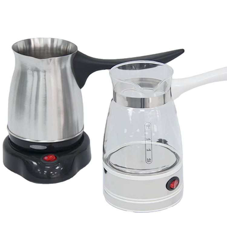 Cafetera árabe turca de Color plateado, cafetera Espresso Mocha de 0,5 l, hervidor de café pequeño de acero inoxidable con mango
