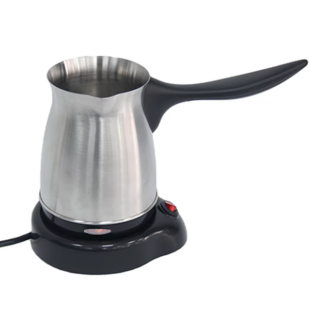Cafetera árabe turca de Color plateado, cafetera Espresso Mocha de 0,5 l, hervidor de café pequeño de acero inoxidable con mango