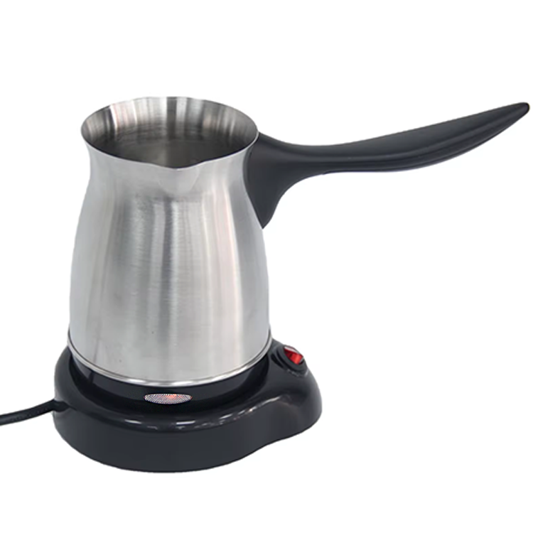 Cafetera árabe turca de Color plateado, cafetera Espresso Mocha de 0,5 l, hervidor de café pequeño de acero inoxidable con mango