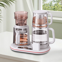 Hervidor de vidrio multifuncional de 1500W, hervidor doble inalámbrico inteligente, tetera eléctrica, juego de cafetera, Control Digital de temperatura
