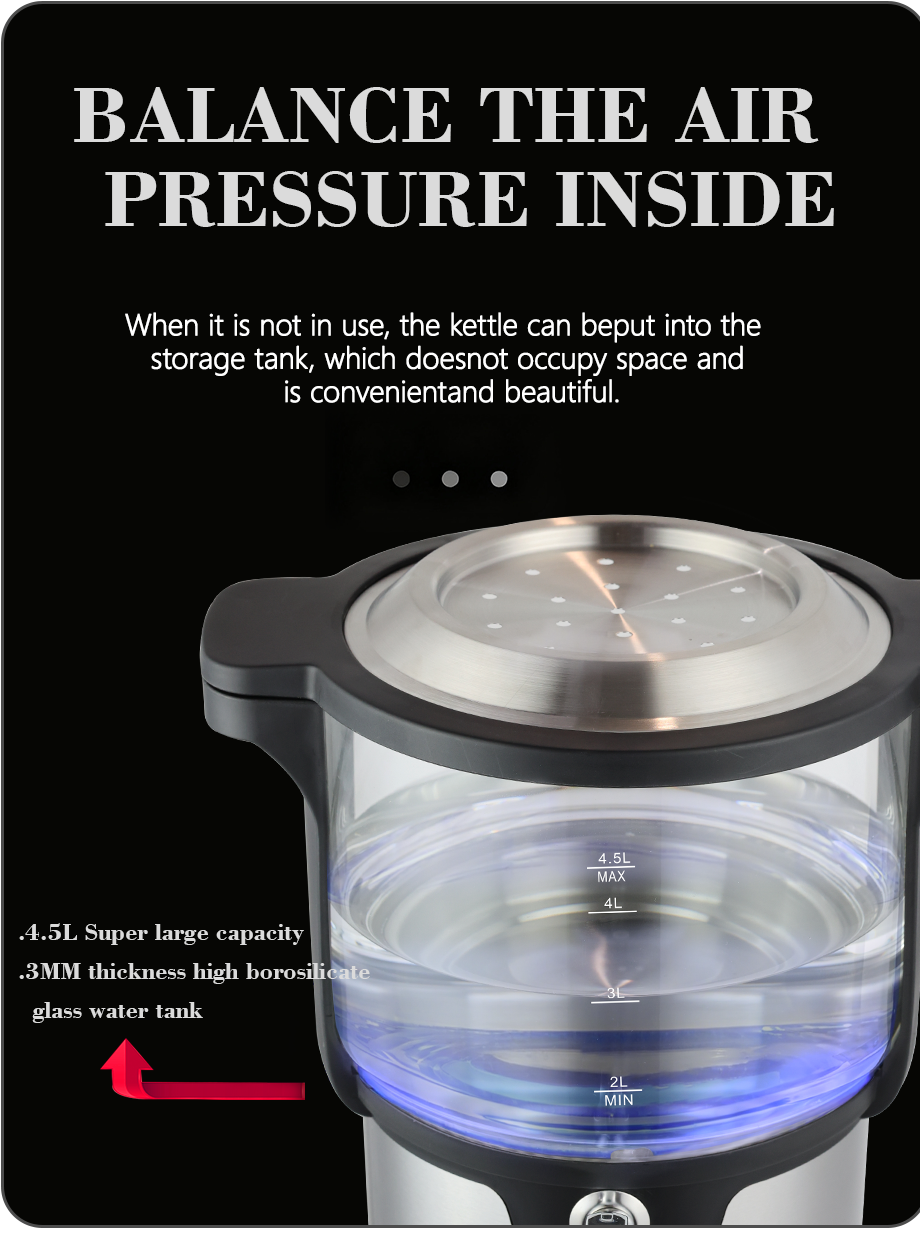 Máquina para hacer té inteligente de doble capa, 4,5 + 1,1l, perilla doméstica de 2000W, hervidor de té turco, hervidores eléctricos inalámbricos para hervir agua