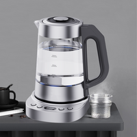 Hervidor de agua eléctrico Interior con LED azul elegante turco, fabricante de té Digital, hervidor de vidrio inalámbrico con Control de temperatura de acero inoxidable 