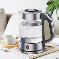 YUEKON Venta Caliente 1.7l Apagado Automático Tetera Eléctrica Tetera de Vidrio Eléctrica Con Led Azul