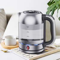 Tetera eléctrica de ebullición rápida del vidrio 2.0L del botosilicato de la ventana grande del indicador llevado azul