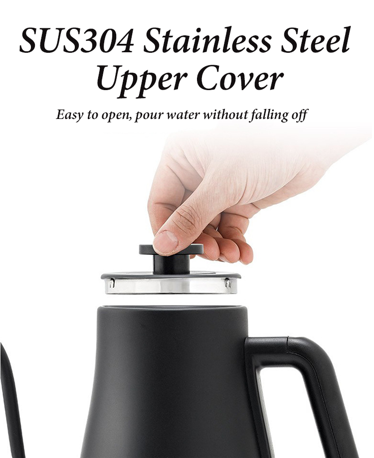 Pote eléctrico portátil de la caldera del café del cuello de cisne del acero inoxidable 304 del control de temperatura 1500W 1,0 L