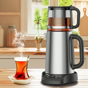 Electrodomésticos de cocina 1500W Machista de té de protección y protección para hervir 2.0L+1.1L Doble de la doble tetera eléctrica con tetera de vidrio