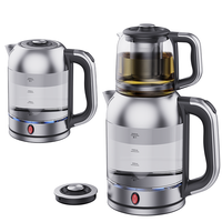 Máquina de té eléctrica árabe de Oriente Medio, tetera turca Samovar con tapa extraíble, hervidores de vidrio eléctricos