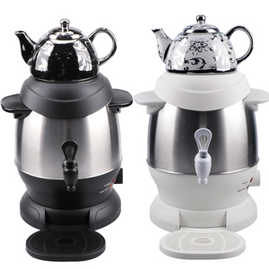 Tetera de cerámica de 1500w y 1L + tetera turca de acero inoxidable de 4 litros, tetera eléctrica Samovar rusa con perilla de Control de temperatura