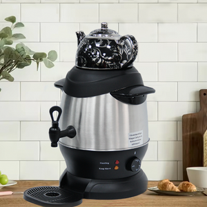 Caldera de té turca Samovar eléctrica profesional, tetera superior de 1L + Hervidor eléctrico corporal de 4L con té para mantener caliente, gran venta