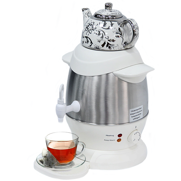Electrodomésticos de gran venta, tetera turca eléctrica de doble capa, juego de tetera Samovar árabe con Hervidor eléctrico de cerámica para Cocina