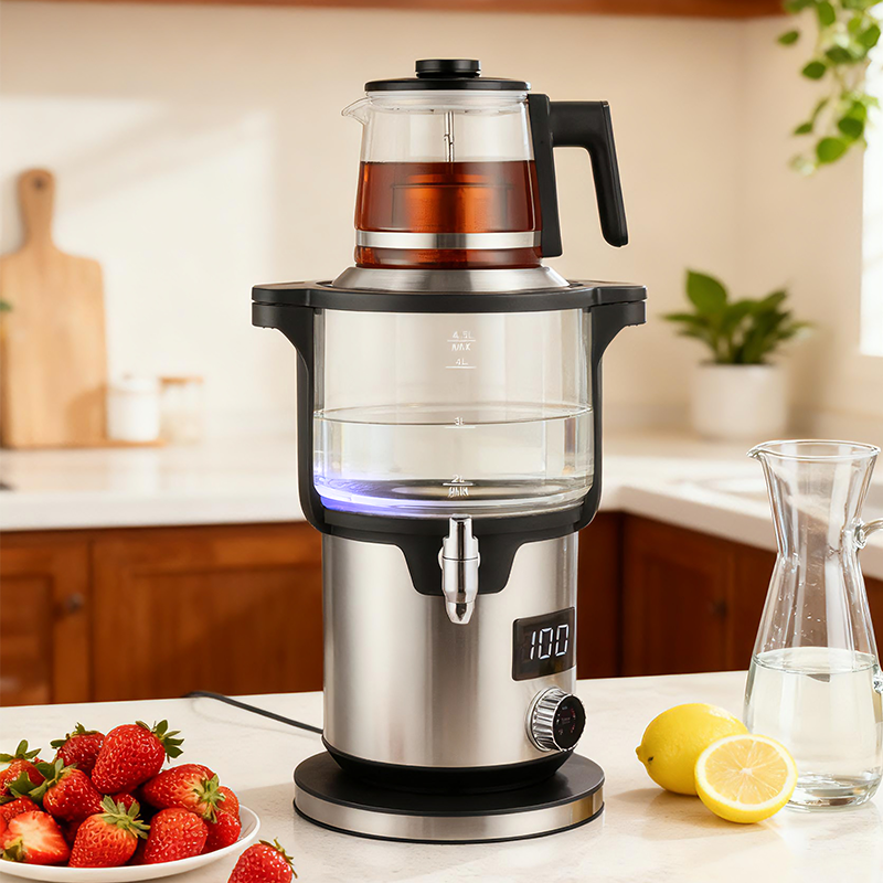 Máquina para hacer té inteligente de doble capa, 4,5 + 1,1l, perilla doméstica de 2000W, hervidor de té turco, hervidores eléctricos inalámbricos para hervir agua
