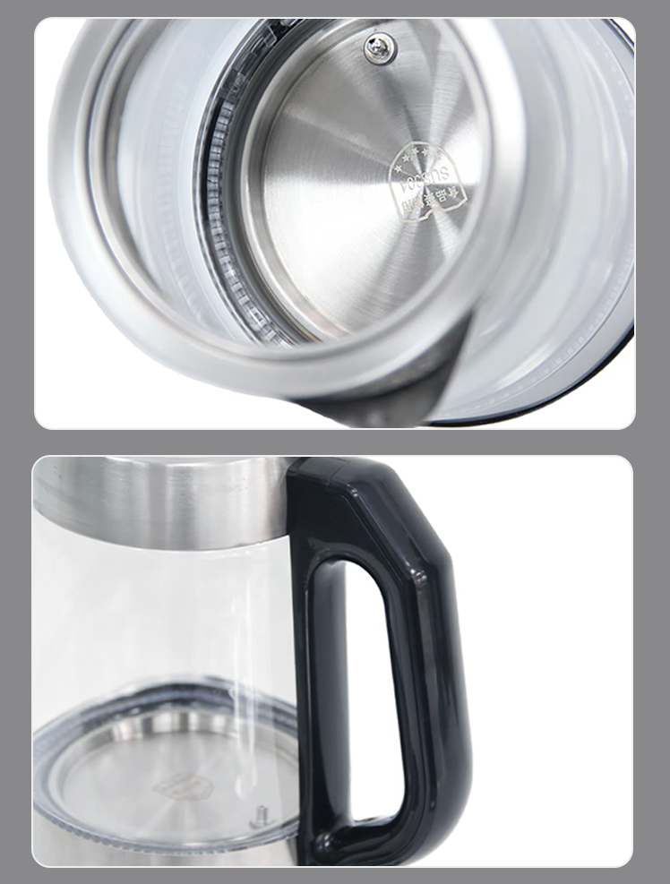  Tetera de cristal 2 en 1 combinada Samovar doble, tetera de 1,7 L + 1,0 L con cuerpo de cristal, electrodoméstico de cocina 