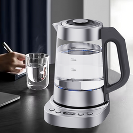 Hervidor de agua eléctrico con función de mantenimiento caliente, hervidor de té eléctrico de alta calidad con luz indicadora de LED azul, jarra eléctrica de vidrio