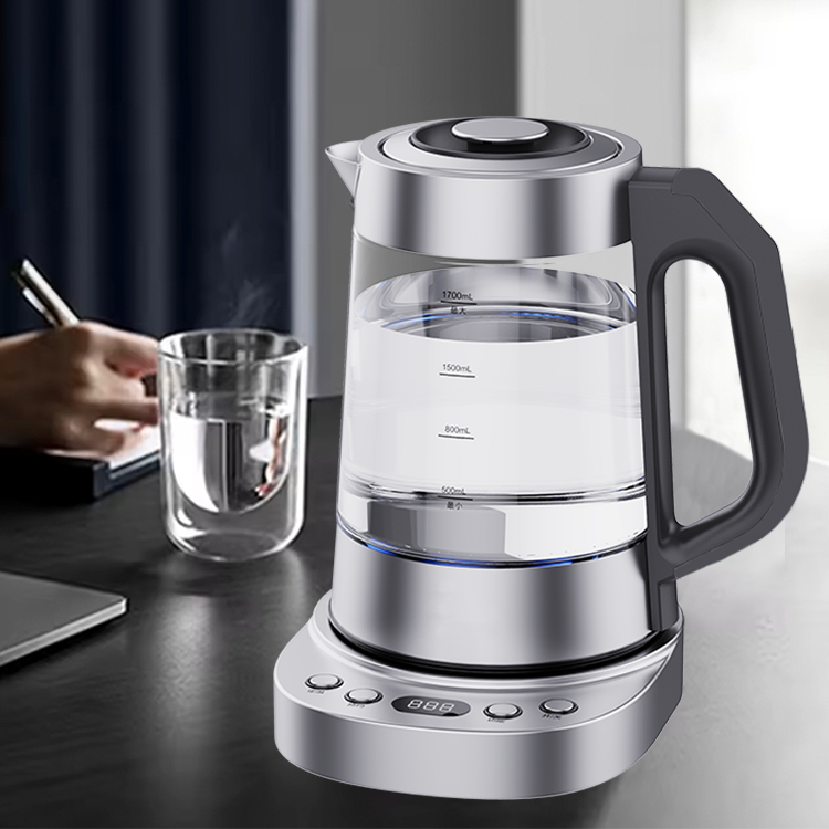  Tetera de cristal 2 en 1 combinada Samovar doble, tetera de 1,7 L + 1,0 L con cuerpo de cristal, electrodoméstico de cocina 