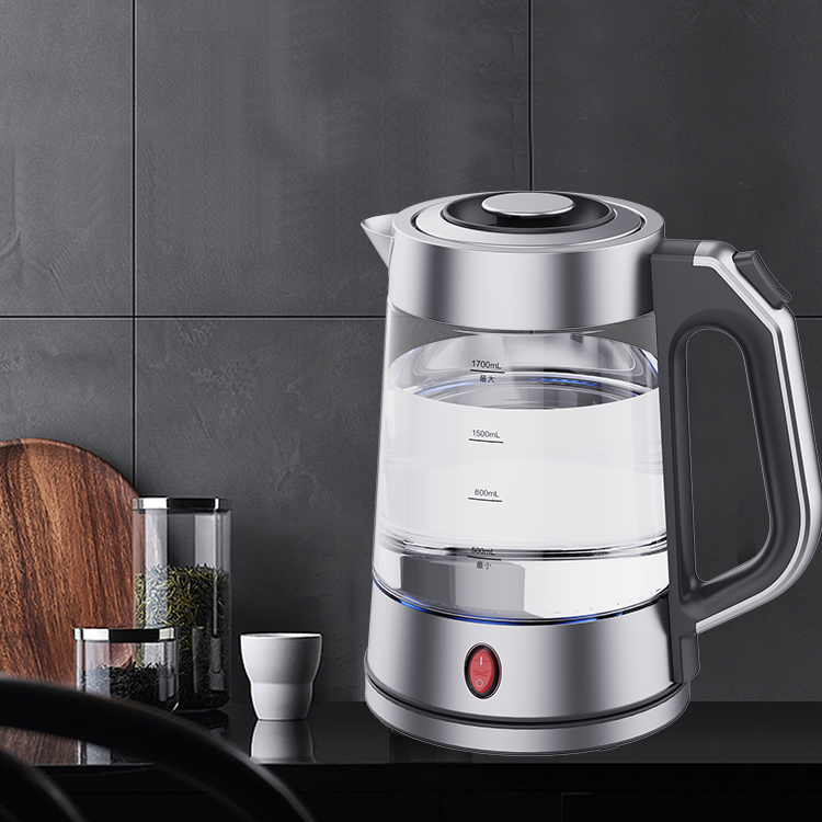 Nuevo diseño, Hervidor eléctrico de gran capacidad de 1,7 L, electrodomésticos de cocina, tetera automática que mantiene el calor, hervidor de vidrio 