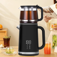 Yuekon 1.5L+1.1L Cerneras electrónicas de vidrio Hervidor de vidrio y tetera 2 pulgadas fabricante de té de doble capa con control de temperatura