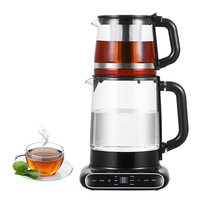 Hervidor inalámbrico con cuerpo de vidrio de doble capa, 1,5l + 1,1l, con filtro de té para cocina y hogar 