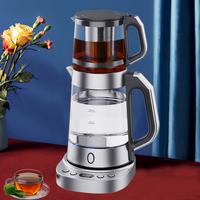 Juego de tetera turca, hervidores eléctricos totalmente automáticos, calentamiento rápido, juego de bandeja de tetera de vidrio 2 en 1 para el hogar