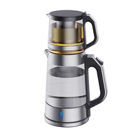 Cafetera árabe de Oriente Medio, tetera eléctrica Samovar, electrodoméstico, hervidor de vidrio eléctrico de 2 capas con tetera 