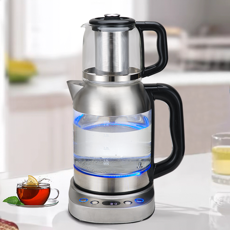 Nuevo Tetera eléctrica automática de 3,0l, tetera de cristal, tetera rusa turca con tetera, hervidor eléctrico Samovar con tetera para mantener