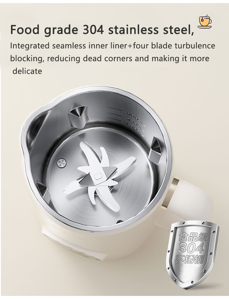 Máquina inteligente de leche de soja con sonido ligero, exprimidor multifunción portátil de capacidad media para alimentos auxiliares para el hogar