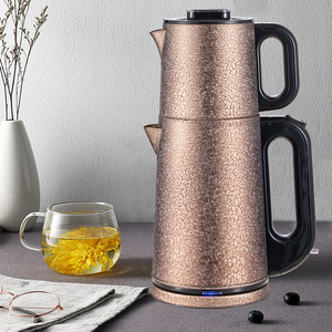Tea de té de acero de doble acero inoxidable Grado de comida Turca 2 en 1 Té de té eléctrico Fuga de té té Electrice con filtro de infusores 