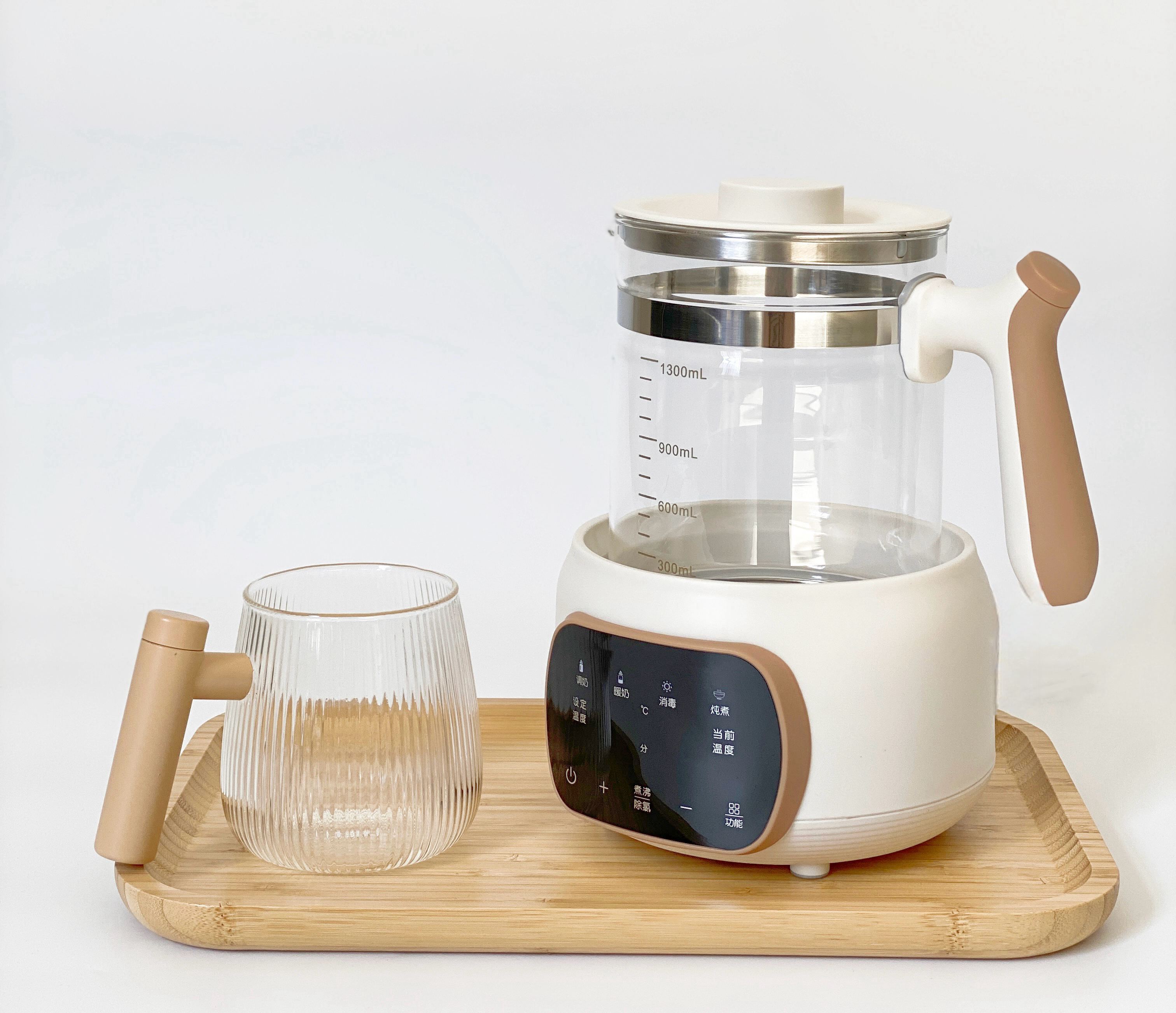 Hervidor de té caliente de alta calidad, 1,3l, termostato, modulador, fórmula, calentador de leche, Hervidor eléctrico de vidrio